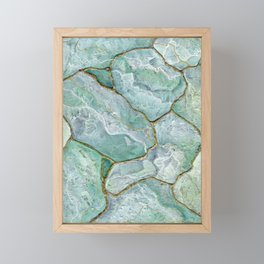 Celadon Green Jade Geode Kintsugi  Framed Mini Art Print