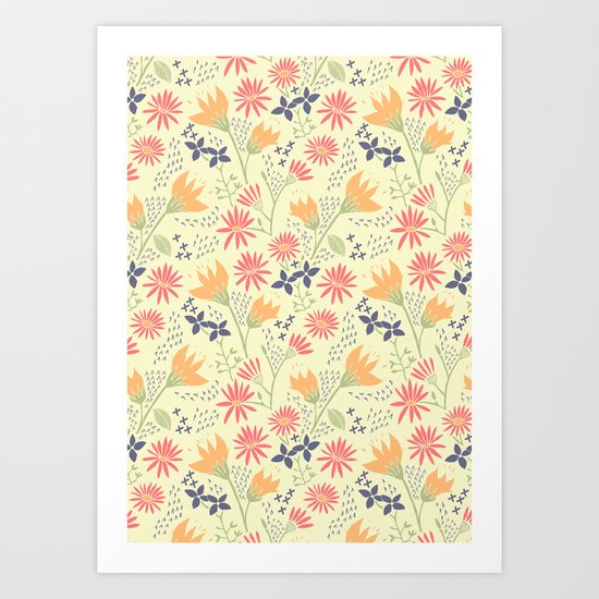 Autumn Floral Pattern Art Print