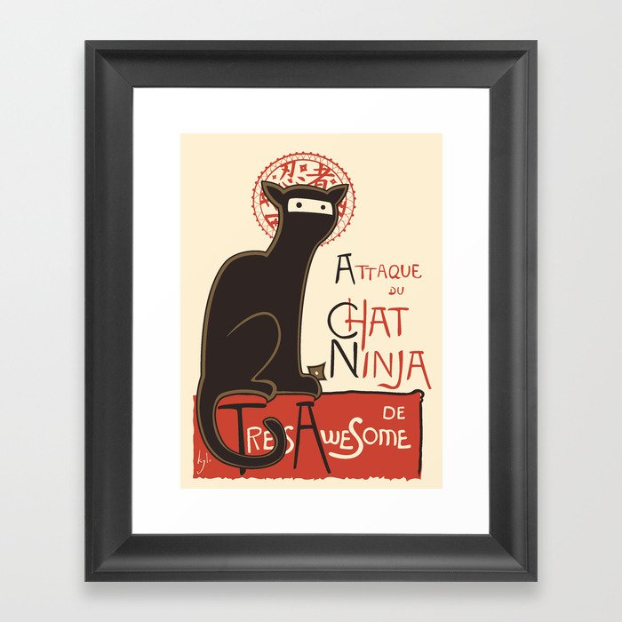 A French Ninja Cat (Le Chat Ninja) Framed Art Print
