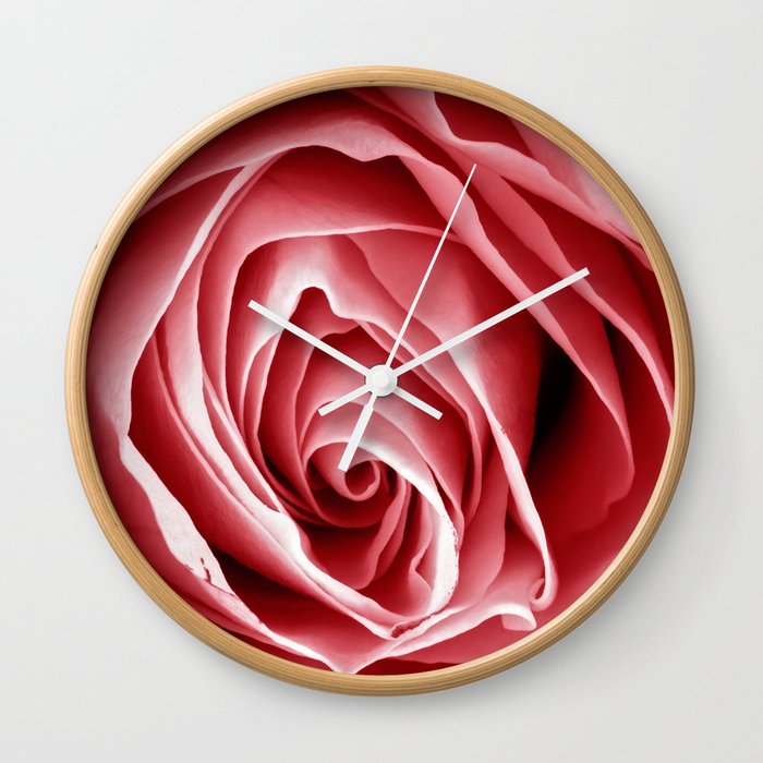 Pink Rose Macro Wall Clock