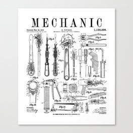 Mechanic Car Guy Garage Repair Tools Vintage Patent Print Canvas Print