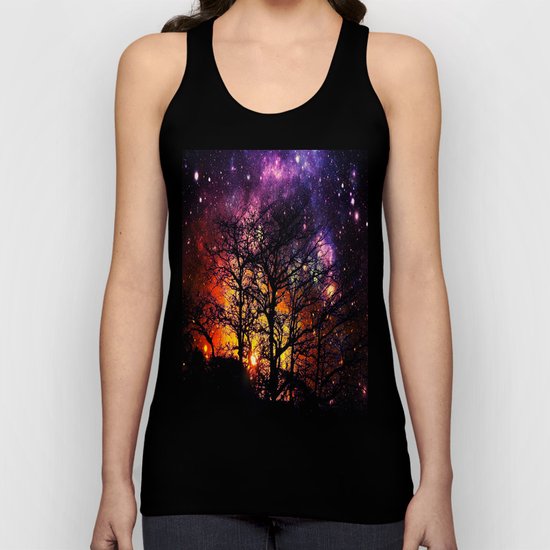 Black Trees Orange Purple Halloween Space Unisex Tank Top