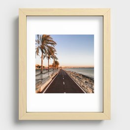 Spain Photography - Beautiful Sidewalk By The Sea Recessed Framed Print