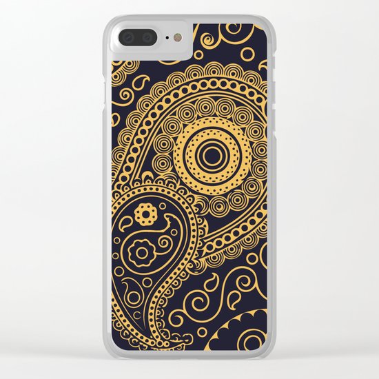 Vintage Pattern Gold Clear iPhone Case