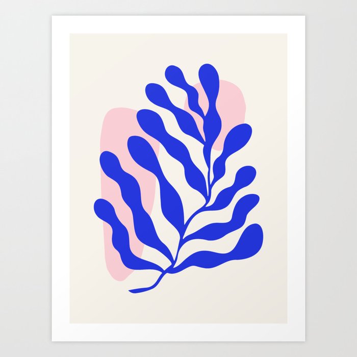 Blue Matisse Ferns Art Print