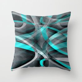 Eighties Turquoise and Grey Arched Line Pattern Throw Pillow