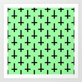 Black and Green Inverted Cross Pattern Art Print