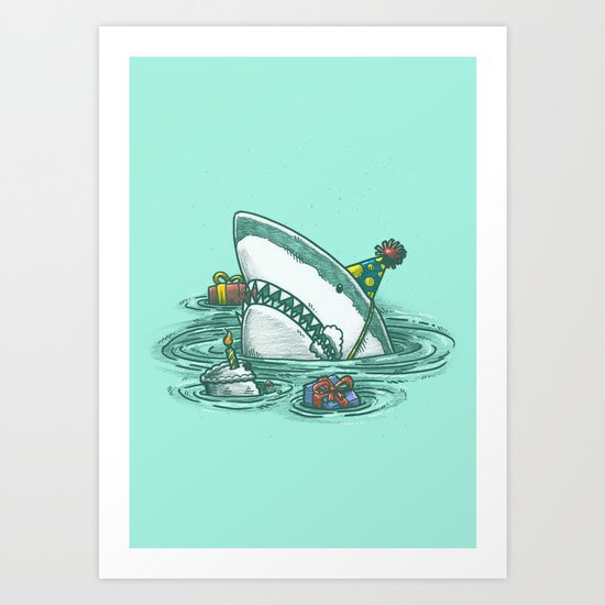 Happy Birthday Shark Art Print