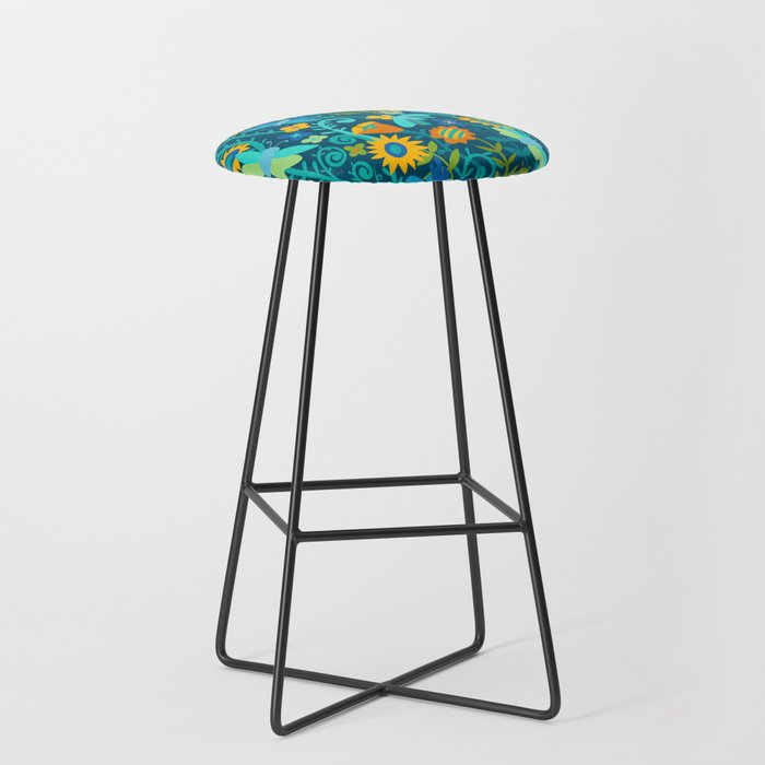 Colourful forest pattern Bar Stool