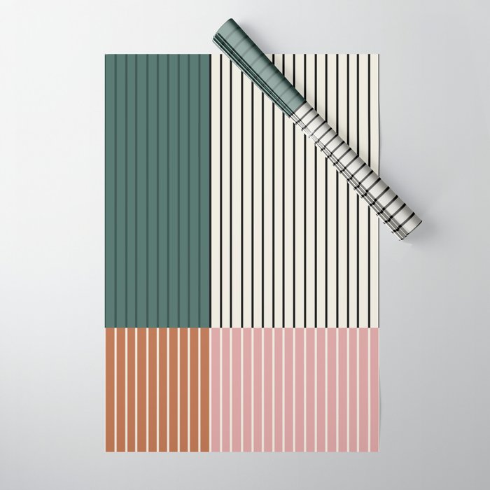 Color Block Line Abstract V Wrapping Paper