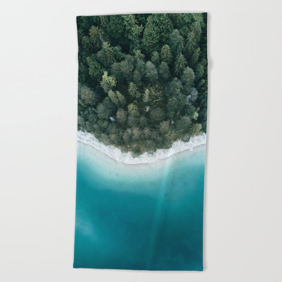 Green and Blue Symmetry - Landscape Photography Beach Towel