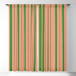 [ Thumbnail: Dark Salmon & Forest Green Colored Lines Pattern Blackout Curtain ]
