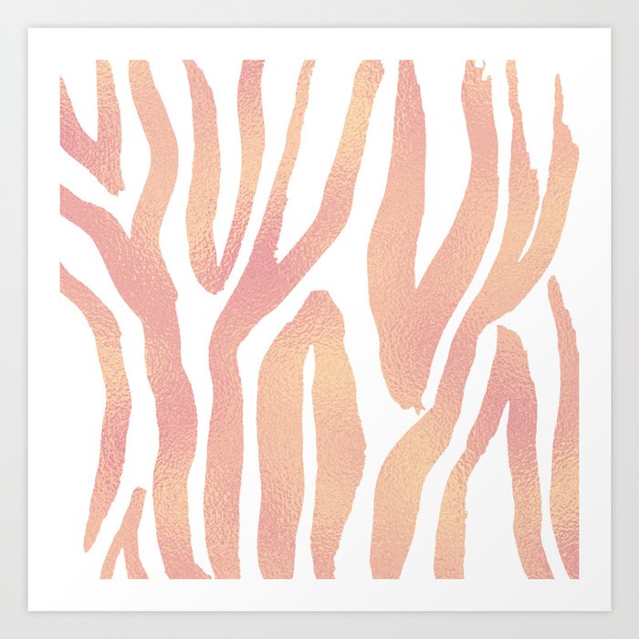 pale pink print // zebra pattern // wild // animal print Art Print