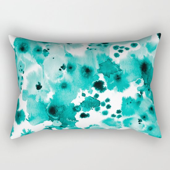 Marina - abstract free brushstroke ink spots painting watercolor art dorm hipster college beach Rectangular Pillow