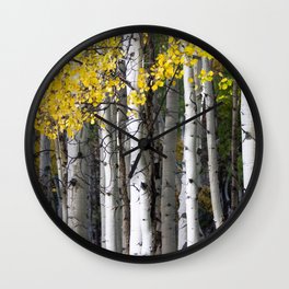 Yellow, Black, and White // Aspen Trees in Crested Butte Wall Clock