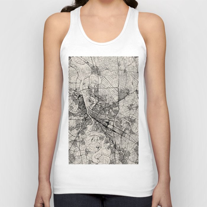 Mannheim, Germany - Black and White City Map Tank Top
