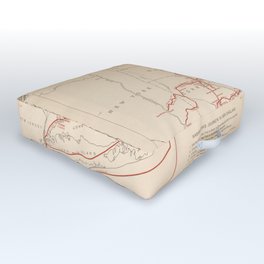 Old George Washington Travel Routes New England Map (1932) Vintage American Revolution Atlas Outdoor Floor Cushion