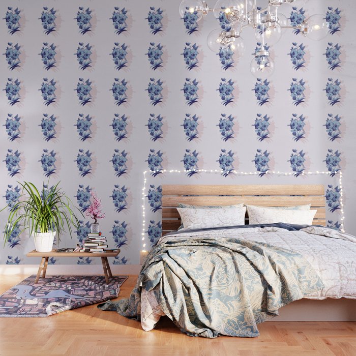 Violet and blue garden Wallpaper