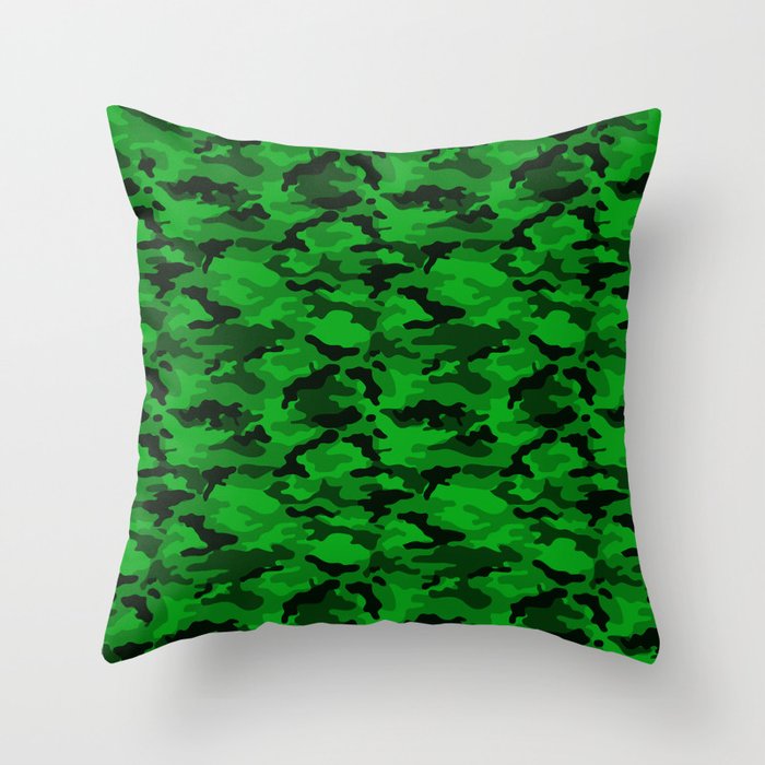 Lime Green Camo Throw Pillow