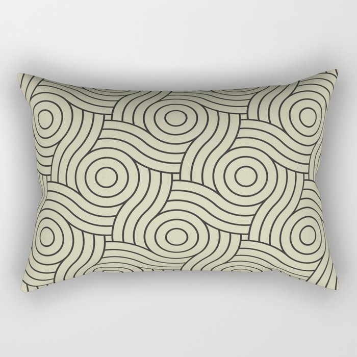 Circle Swirl Pattern Valspar America Natural Olive Green - Martinique Dawn - Asian Silk Rectangular Pillow