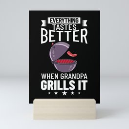 Grandpa Grilling BBQ Grill Smoker Master Mini Art Print
