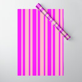 [ Thumbnail: Light Pink & Fuchsia Colored Striped/Lined Pattern Wrapping Paper ]