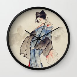 Japanese Ukyio-e style illustration of a Japanese woman in kimono,  Japan old art Wall Clock | Woodcut, Courtesanwoman, Welldressed, Ukiyoemovement, Courtesan, Samurai, Japanesedecoration, Japaneselandscapes, Painting, Kabuki 