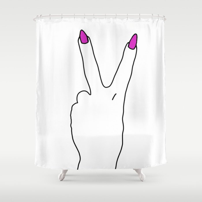 Peace Sign With Painted Nails Shower Curtain By Mrsemilyhopper