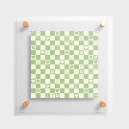 Happy Checkered pattern green Floating Acrylic Print