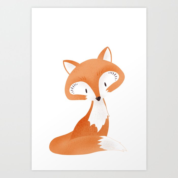 Cute Fox Kids Illustration On White Background Art Print By Martaolgaklara Society6