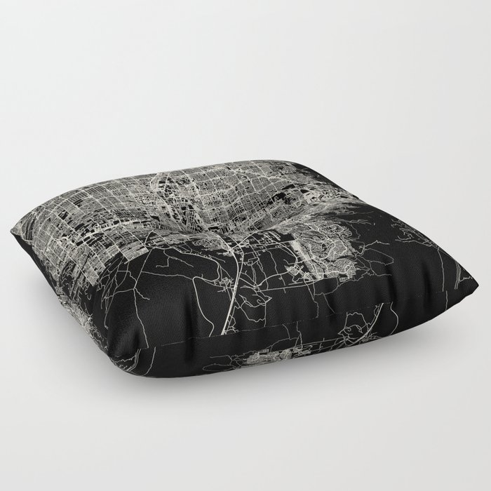 USA, PARADISE CITY - Black and White Map Floor Pillow