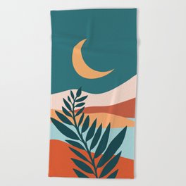 Moonlit Mediterranean Abstract Landscape Beach Towel