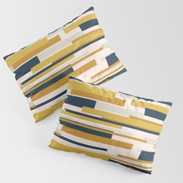 Wright Mid-Century Modern Abstract in Mustard Yellow, Navy Blue, Pale Blush Pillow Sham