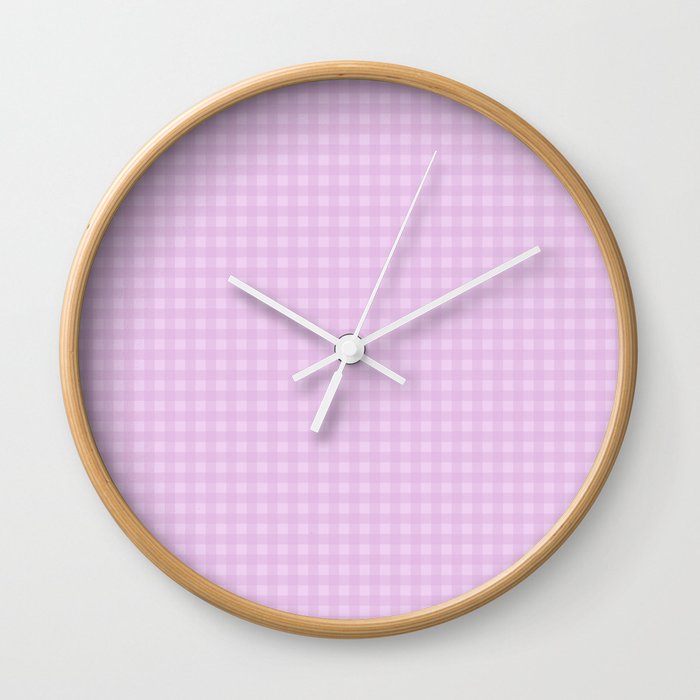 Pastel Violet Gingham Wall Clock