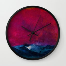 Sea with Stormy Red Sky nautical landscape painting by Emil Nolde Wall Clock