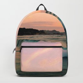 Beautiful Pink Blush, Sunset Sea Ocean Waves Backpack | Aerial Photography, Pastel Coastal Decor, Ethereal Wave Waves, Ocean And Sunset, Flores Water Coast, Ocean Sea Sand, Surf Day To Night, Aerial Beach Print, Pacific Travel Sky, Calming Needed 