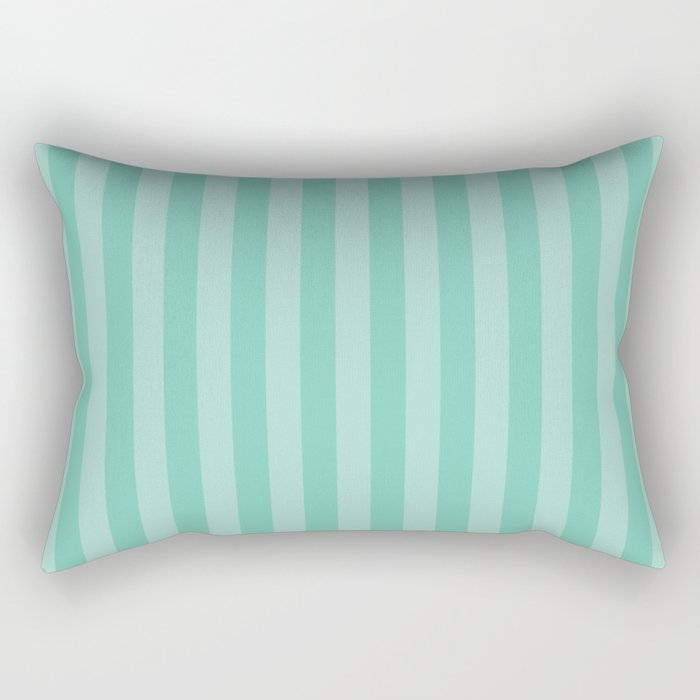 Blue Green Summer Cabana Beach Picnic Stripes Rectangular Pillow
