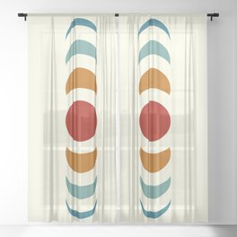 Minimal Abstract Retro Style Moon Phase - Chikano Sheer Curtain
