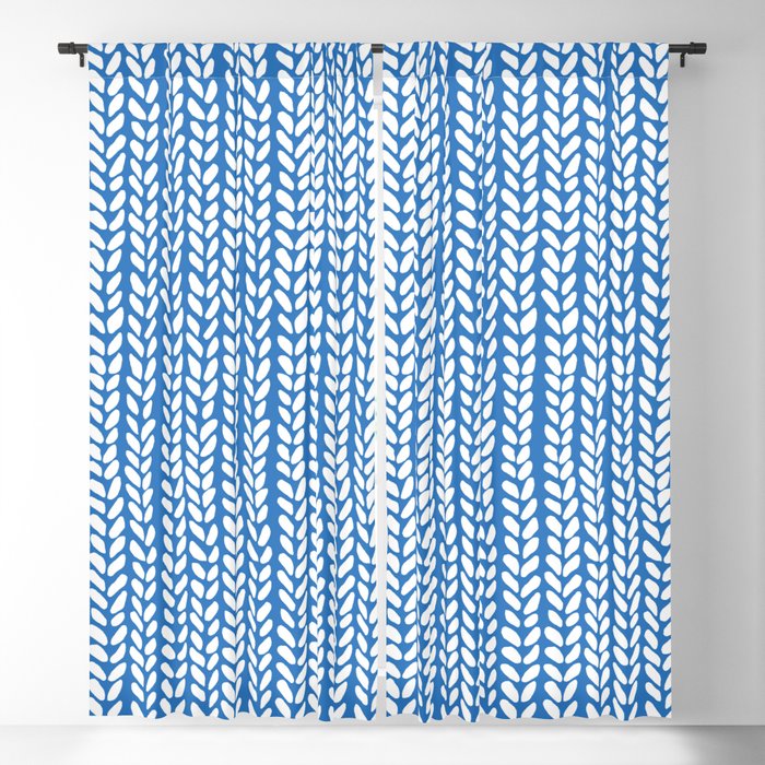 Knit Wave French Blue Blackout Curtain