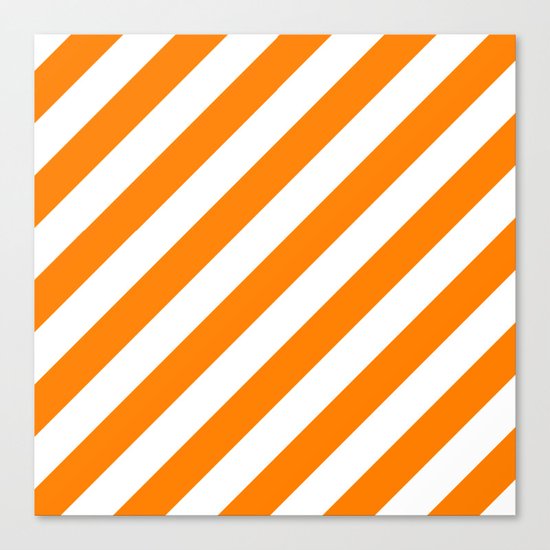 Diagonal Stripes (Orange/White) Canvas Print
