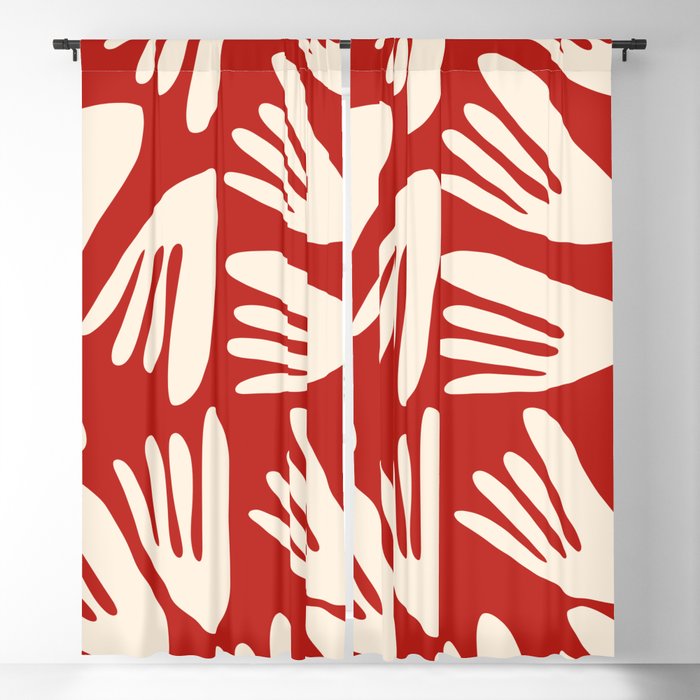 Big Cutouts Papier Découpé Abstract Pattern in Red and Almond Cream Blackout Curtain