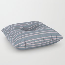 [ Thumbnail: Slate Gray, Pink, and Dark Grey Colored Lines Pattern Floor Pillow ]
