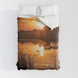 South Africa Photography - Beautiful Sunset Over A Small Lake Duvet Cover