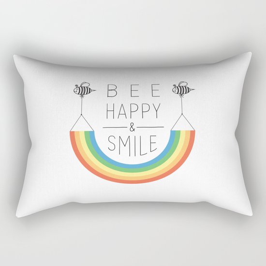 Bee Happy and Smile Rectangular Pillow