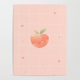 Peach and hearts aesthetic Poster