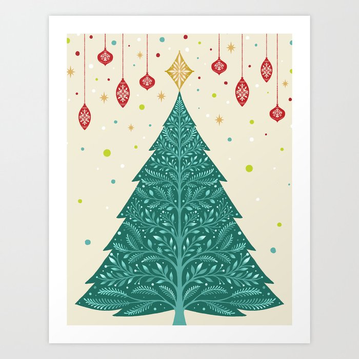 Christmas Night Tree-Vintage Art Print