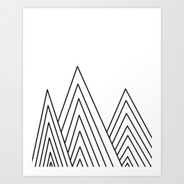Mountain Lines Art Print | Abstract, Black and White, Pattern 