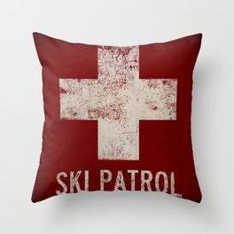 Ski Patrol Sign 2 Throw Pillow