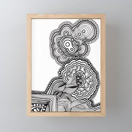 Black and White Flower Brain Framed Mini Art Print