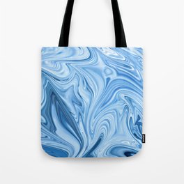 Blue Water Silk Marble Tote Bag